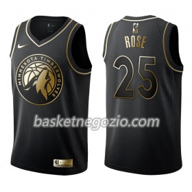 Canotte Uomo Minnesota Timberwolves Derrick Rose 25 Nike Nero Golden Edition Swingman